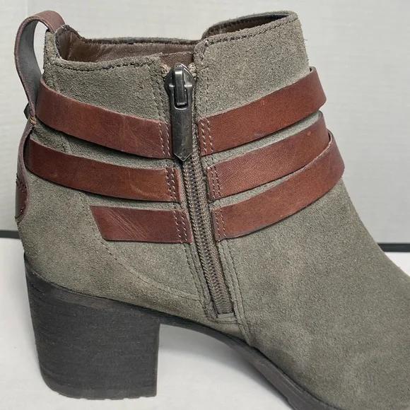 Sam Edelman Hannah Gray Suede Ankle Boots with Brown Double Belt – Size 9.5 - Picture 6 of 9